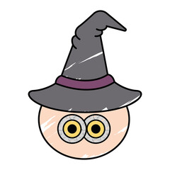 Isolated evil witch face. Halloween season icon - Vector
