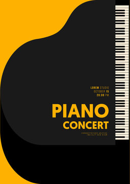 Music Piano Concert Poster Design Template Background Vintage Retro Style