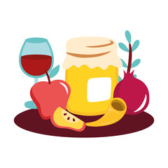 sweet honey pot with fruits and wine cup