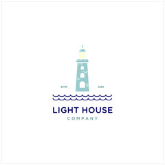 Lighthouse Searchlight Beacon Tower Island Beach Coast Logo Design Inspiration