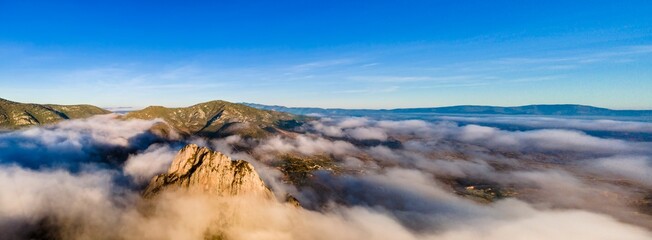 Aerial drone shot from Peña de Bernal, Querétaro, México