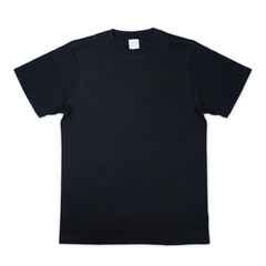 Blank T Shirt color black template front and back view on white background