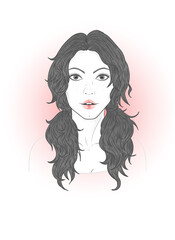 Vector portrait with beautiful young woman.