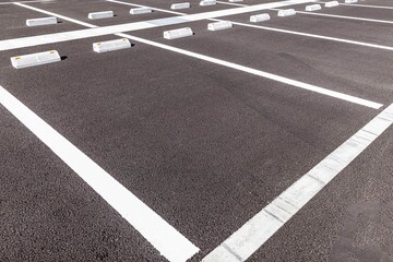 Empty car parking, Car parking lot with white mark, Parking lane outdoor in public park