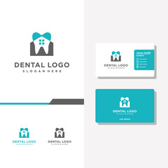 home dental logo design and business card vector