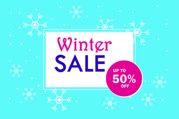 Winter sale vector concept: Winter sale banner with big discount