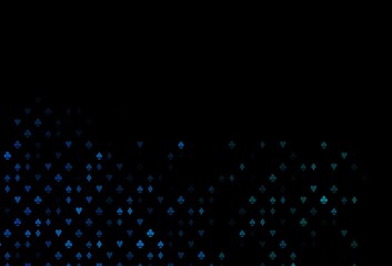 Dark BLUE vector background with cards signs.