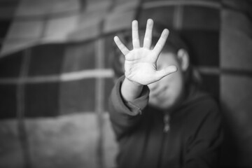 Stop hand of child