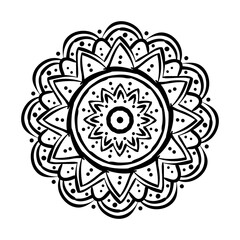 mandala floral ethnicity monochrome isolated icon