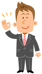 承認の意思を示す若手ビジネスマン_全身
