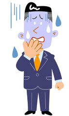 青ざめた顔色の若手ビジネスマン_全身
