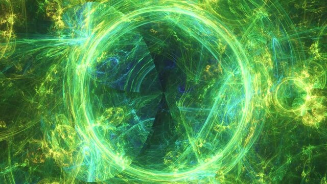 Green vortex portal to another dimension abstract fractal