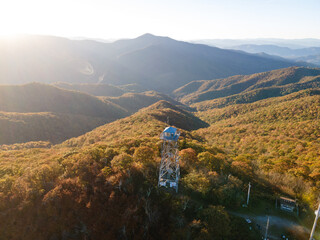 Golden Hour at Frying Pan Lookout Tower on the Blue Ridge Parkway in North Carolina in the Fall