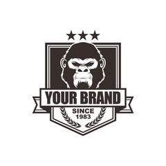 Vector logo, badge, symbol, icon template design with Gorilla Theme
