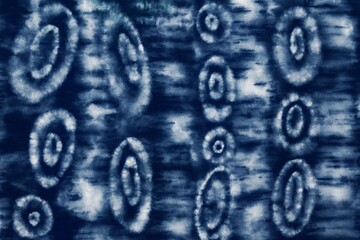 Indigo Blue Shibori Tie dye fabric texture pattern. White and Blue colors.