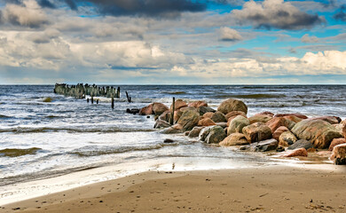 Remains of old fishing pier, Baltic Sea