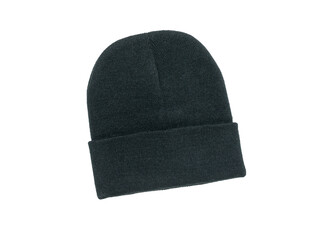 Black women's knitted hat isolated on a white background.