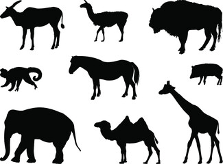 set of wild animals silhouettes