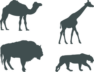 set of wild animals silhouette