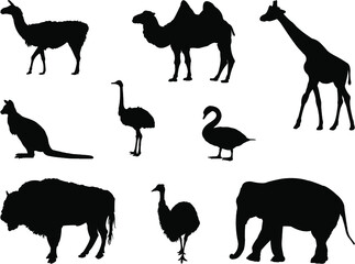 set of wild animals silhouettes