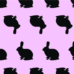 set of silhouettes of rabbit animals