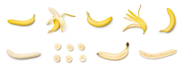 Collection of bananas isolated on white background © Iurii