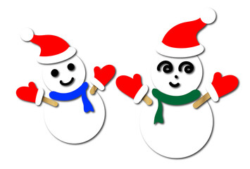 クリスマス　雪だるま　並んでポーズ