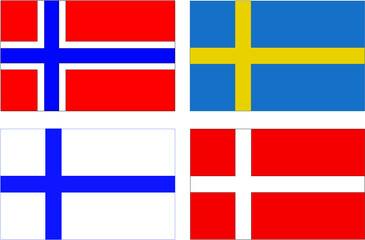 Scandinavian countries flags