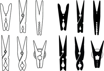 vector silhouette of clothespins