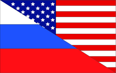 usa and russia flag