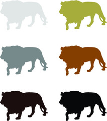 set of lion silhouette