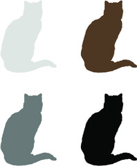set of cats silhouettes