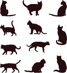 set of cats silhouettes
