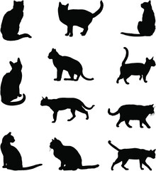 set of cats silhouettes