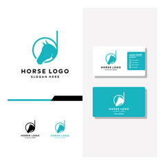 letter d horse logo design and business card vector