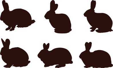 set of rabbits silhouettes