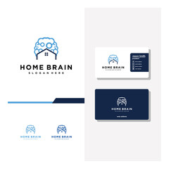 brain home logo design and business card vector