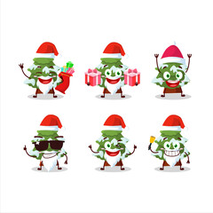 Santa Claus emoticons with green snow christmas tree cartoon character