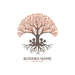 Obraz premium Kids boy and girl reading under big tree