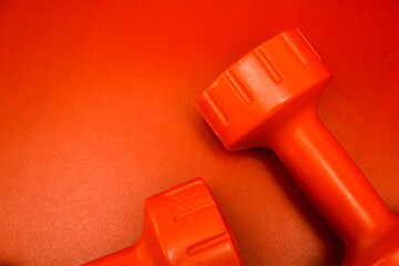 red dumbbells