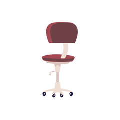 Comfortable rolling office chair on wheels flat isolated vector illustration