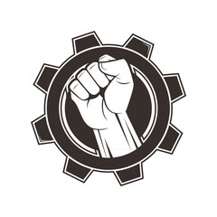 Vector logo, badge, symbol, icon template design with Hand Theme
