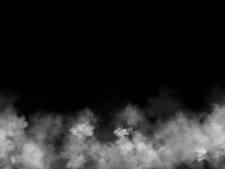 white smoke cloud on Isolated black background . Misty fog effect texture overlays for text or space