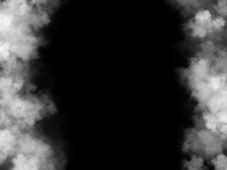 Fototapeta premium white smoke cloud on Isolated black background . Misty fog effect texture overlays for text or space