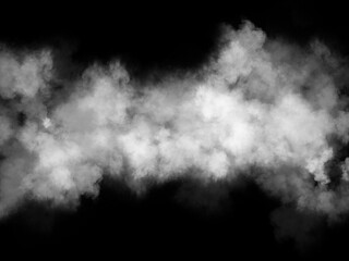 white smoke cloud on Isolated black background . Misty fog effect texture overlays for text or space