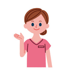 案内をしている歯科助手のイラスト素材