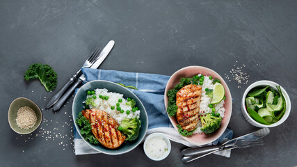 Grilled chicken fillet with rice