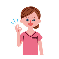 OKポーズをしている歯科助手のイラスト素材