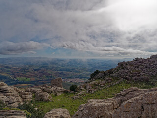 Aerial view from the top of the city of Antequera in Spain