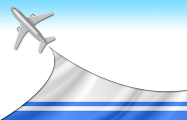 3d illustration plane with Altai Republic flag background for business and travel design